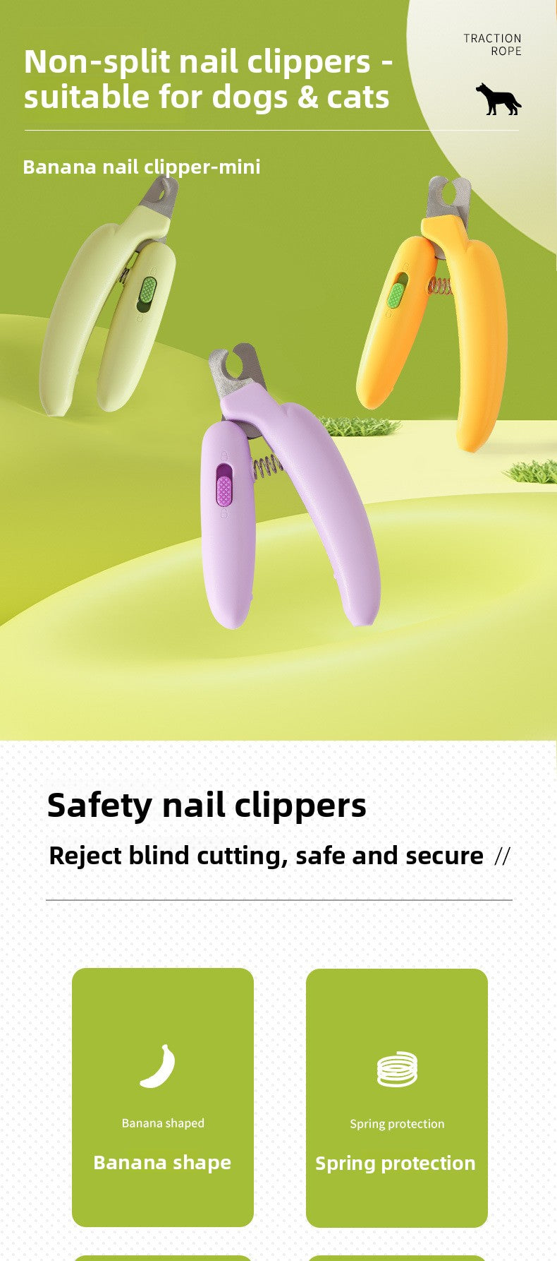 Banana Style Magic Nail Clipper for Cats Dogs Rabbits Anti Bleeding