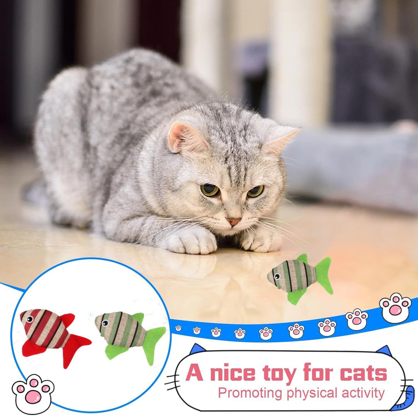 Durable Striped Sisal Cat Toy for Self-Entertainment Teeth Cleaning Play
