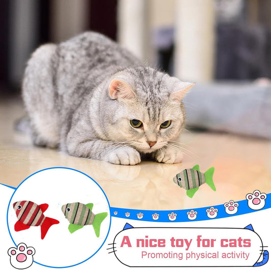 Durable Striped Sisal Cat Toy for Self-Entertainment Teeth Cleaning Play