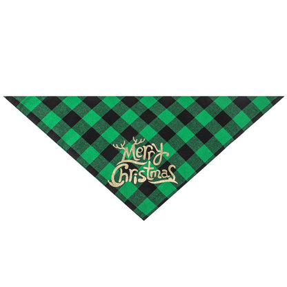 100% Cotton Plaid Pet Bib Triangle Scarf Perfect for Christmas Dog