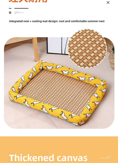 Pet Cooling Mat Nest Summer Linen High Temperature Heat-Resistant Dog Nest Rattan Woven Mat Square Cooling Nest All-Season Universal Cooling Mat Wholesale