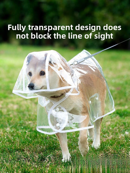 Waterproof Transparent Dog Raincoat with Leash Windproof Outdoor Pet Rain Poncho for Corgi Small Medium Dogs