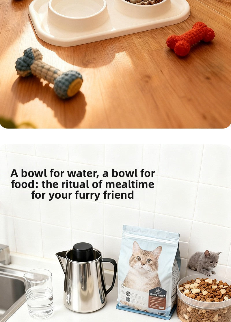 Pet Bowl Double Bowl Food Grade Silicone Cat and Dog Bowl Slow Food Bowl Slow Food Bowl Small Stainless Steel Dog Bowl Pet Supplies