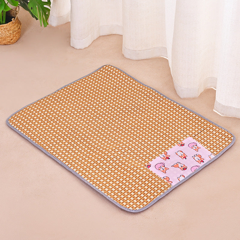 Cooling Mat Pet Bed Mat for All Seasons Rattan Teddy Cat Dog Summer Use