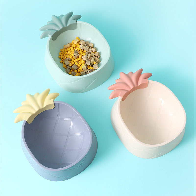 INS Aesthetic Pineapple Shaped Pet Dog Food Plastic Bowl