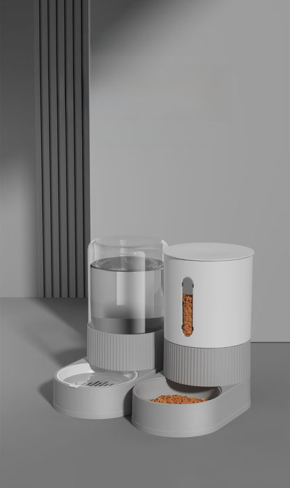 Automatic Cat and Dog Feeder and Water Dispenser Combo with Double Bowls, Neck Protection, Anti-Clumping, Large Capacity Pet Food Utensils