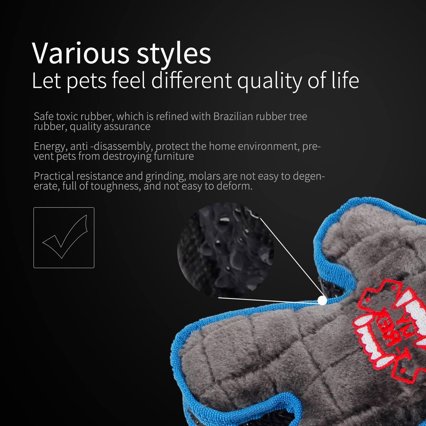 Durable and Bite-Resistant Pet Plush Chew Toy for Stress Relief, Rhino Bull Dog Teeth Cleaning Toy