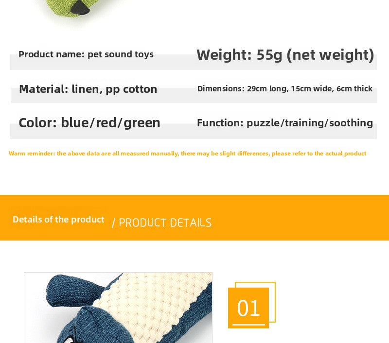 Pet Supplies Dog Plush Toy Durable Pet Toy Realistic Crocodile Sound Dog Toy