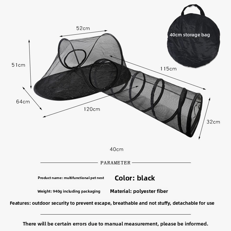 Outdoor Pet Tent Nest and Foldable Cat Toy Tunnel Set for Fun Play