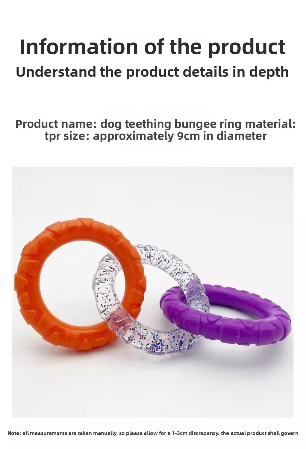 Pet Toy Dog HighValue Durable Chew ThreeLink Interactive Pull Ring