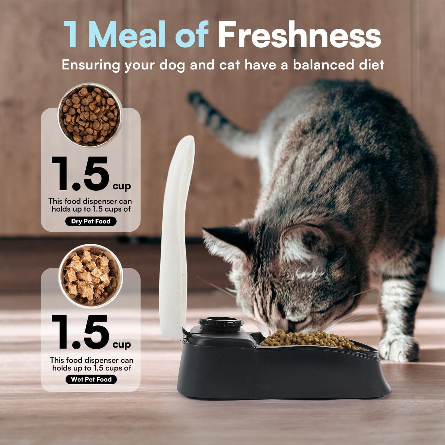 Pet Auto Food Feeder Rotating Button Timed Dispenser for Wet Dry with Ice