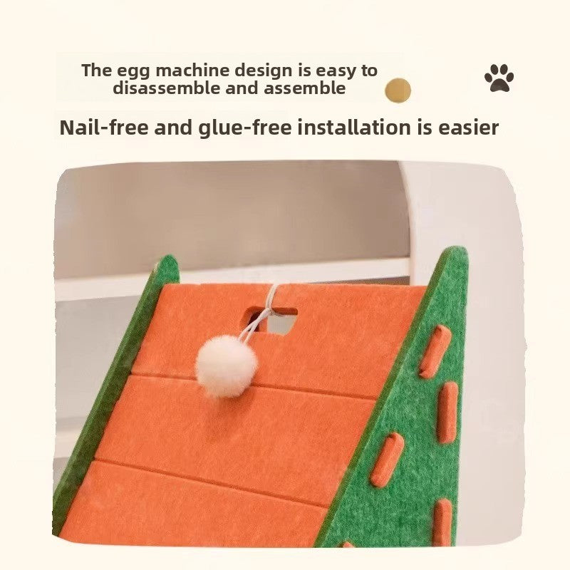 All Season Triangular Felt Cat House Wall Mounted Scratching Board Integrated Non Shedding Villa