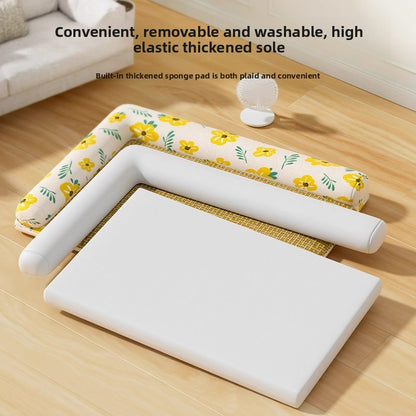 Elevated Cooling Dog Bed Summer Gel Cooling Mat with Neck Protection Removable Washable Cover Thickened Pet Bed for Medium Large Dogs Cats