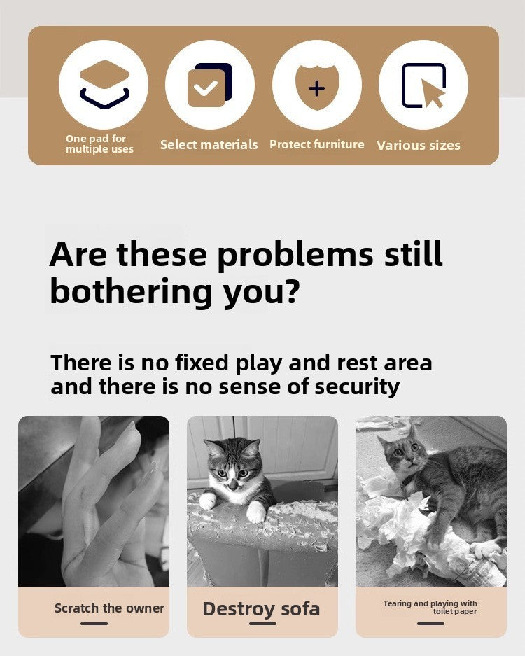 Vertical Wall Sticker Cat Scratch Board Sisal Material Wear Resistant Anti Scratch Sofa Pad Toy