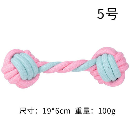 Pink Blue Combination Pet Cotton Rope Knot Toy for Tough Chewing Dogs