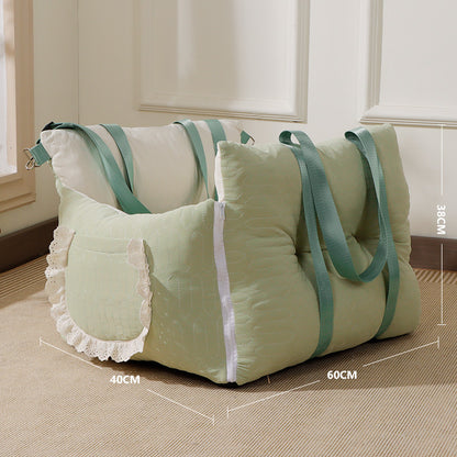 Premium Pet Car Seat Cushion Non-Slip Dog Car Hammock with Side Protection and Seat Belt Loop for Travel Safety