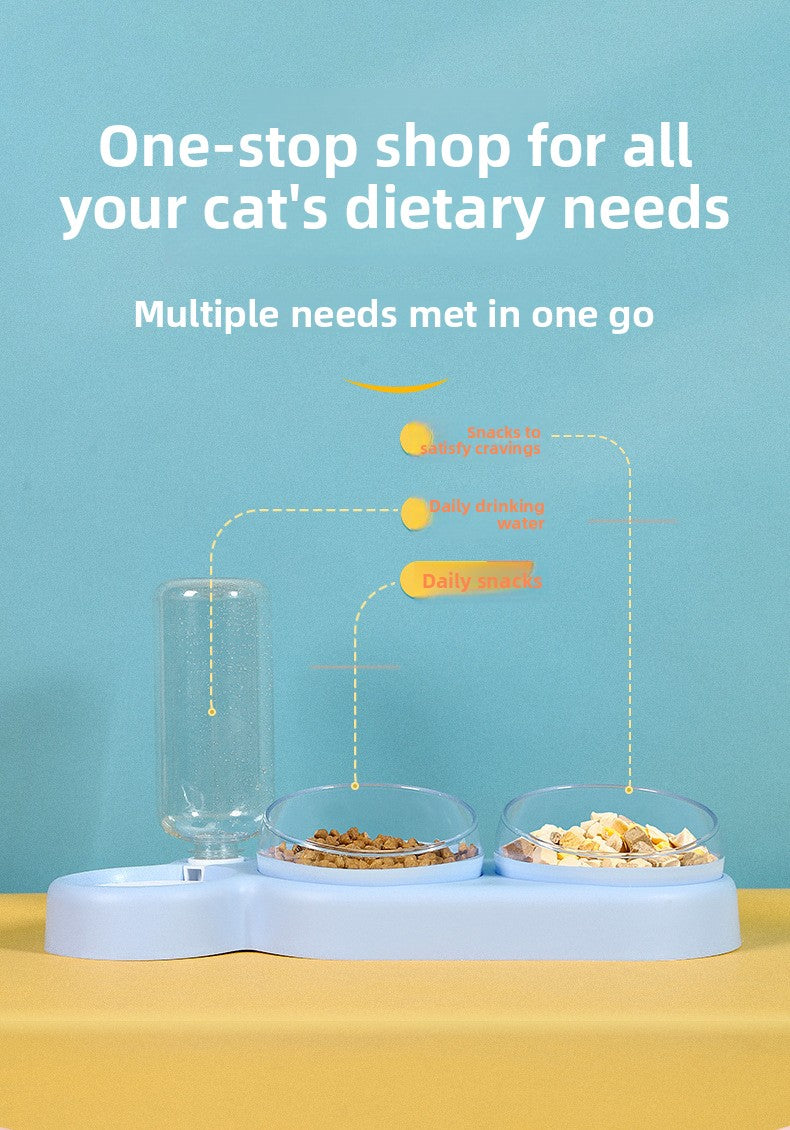 Double Bowl Automatic Cat Feeder and Dog Water Dispenser Adjustable Elevated Pet Bowl Set for Mealtime Comfort and Convenience