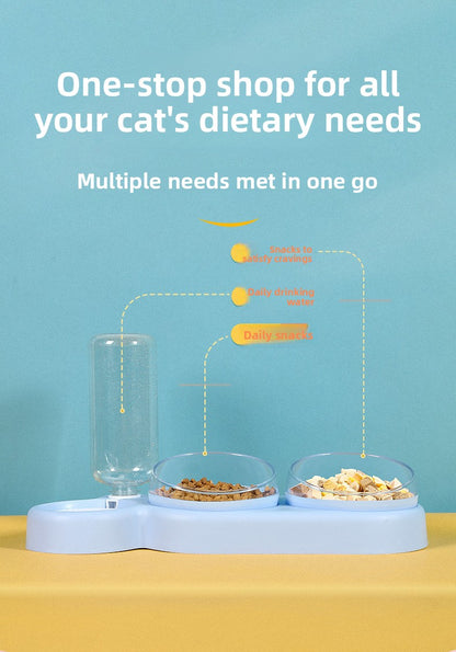 Double Bowl Automatic Cat Feeder and Dog Water Dispenser Adjustable Elevated Pet Bowl Set for Mealtime Comfort and Convenience