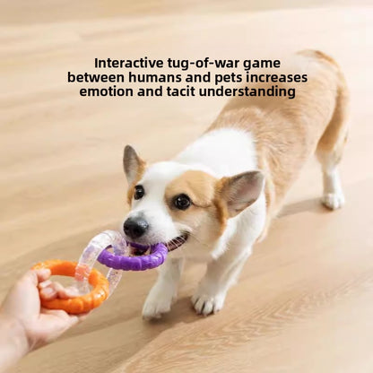 Pet Toy Dog HighValue Durable Chew ThreeLink Interactive Pull Ring