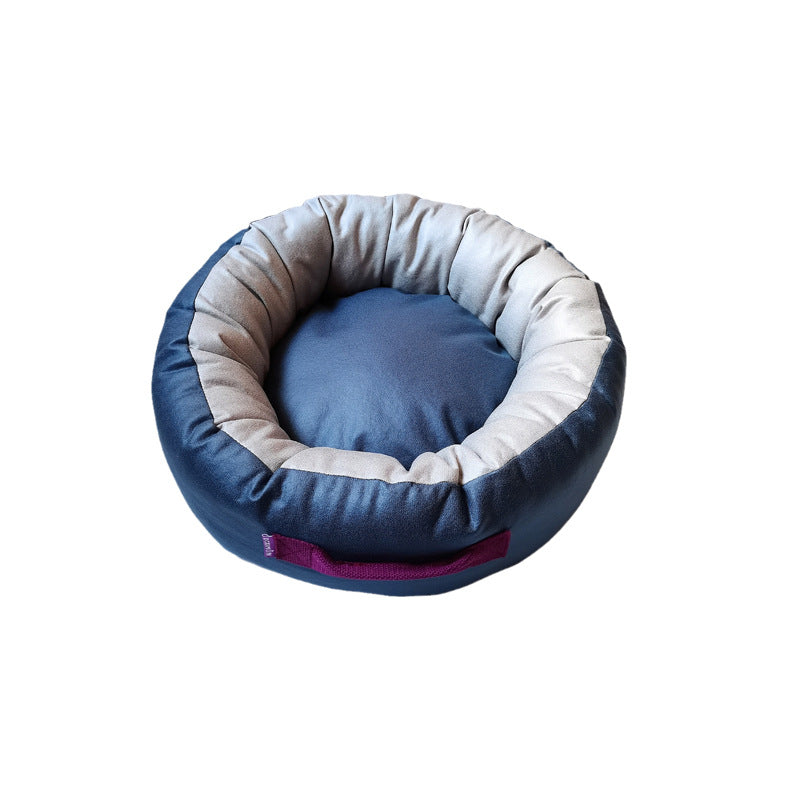 Pet Round Bed for All Seasons with Removable Washable Dog Cat Deep Sleep Mat Soft Bedding