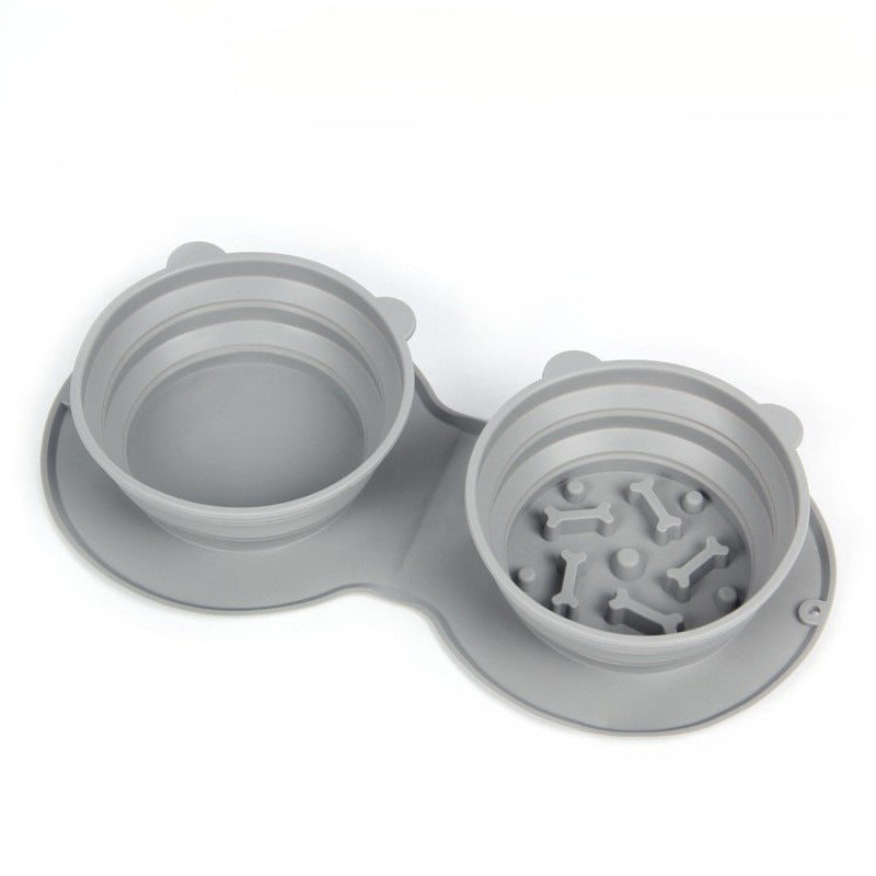 Pet Bowl Double Bowl Food Grade Silicone Cat and Dog Bowl Slow Food Bowl Slow Food Bowl Small Stainless Steel Dog Bowl Pet Supplies