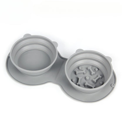 Pet Bowl Double Bowl Food Grade Silicone Cat and Dog Bowl Slow Food Bowl Slow Food Bowl Small Stainless Steel Dog Bowl Pet Supplies