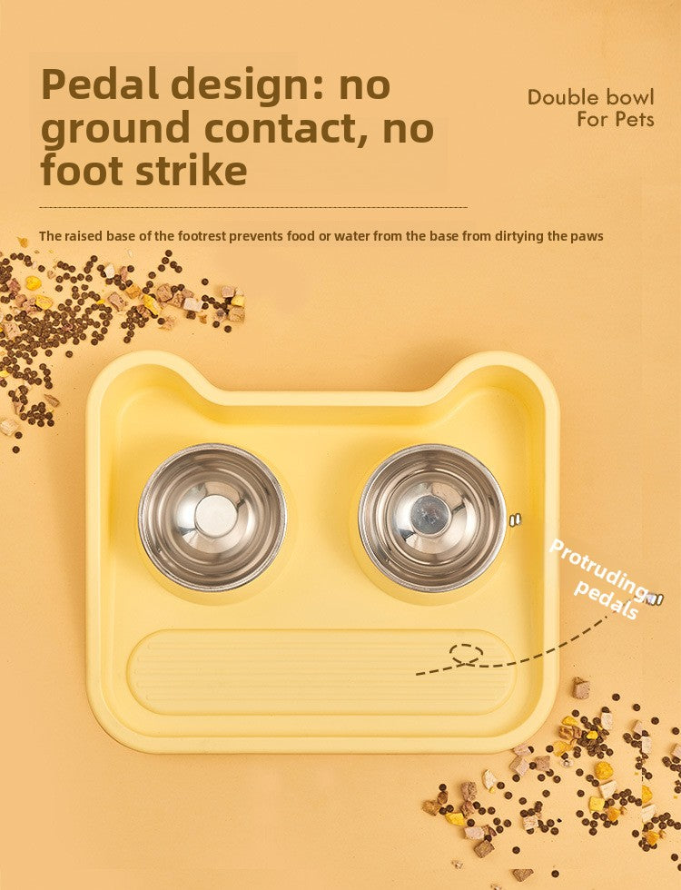 Stainless Steel New Cat Dog Double Bowl Large Diameter Leak Proof Pet Feeder