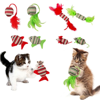 Durable Striped Sisal Cat Toy for Self-Entertainment Teeth Cleaning Play