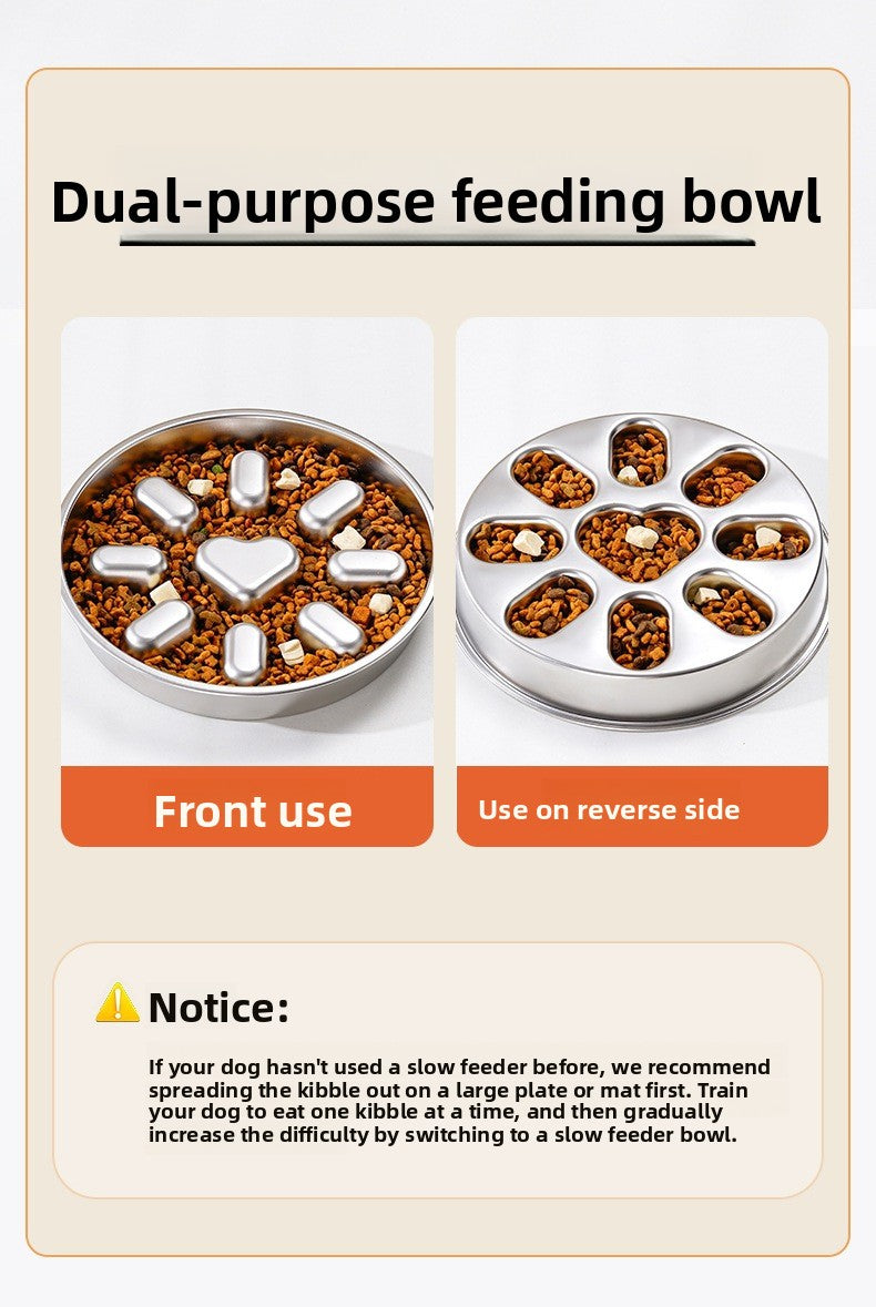 304 Stainless Steel Slow Feeder Heart Bowl for Cats and Dogs