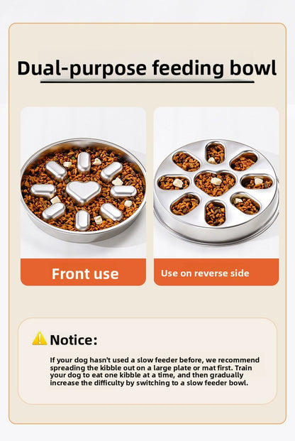 304 Stainless Steel Slow Feeder Heart Bowl for Cats and Dogs