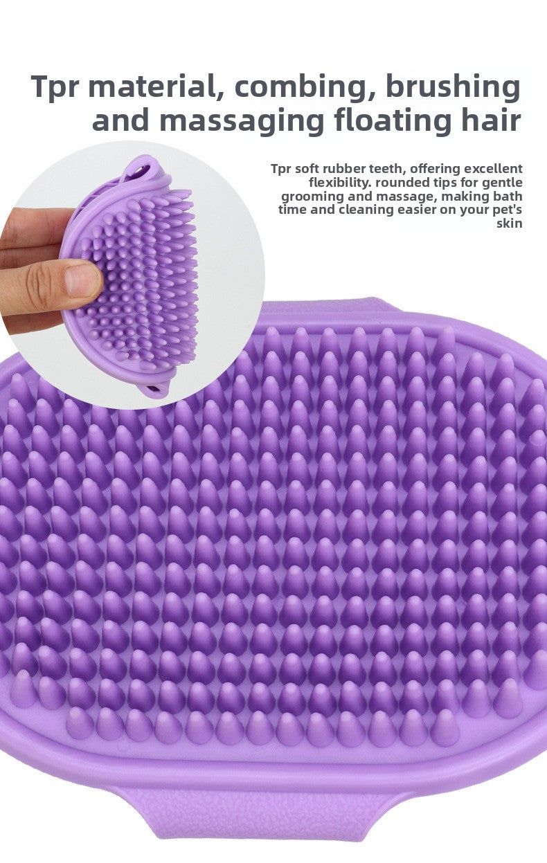 Adjustable Pet Bath Brush Dog Massage Grooming Tool for Wet and Dry Hair Removal Cat Deshedding Brush with Comfort Handle for Bathing Time