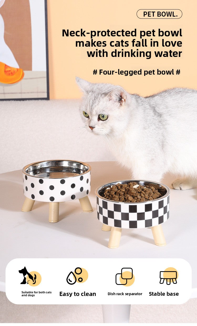 Elevated Anti Spill Cat Bowl Stainless Steel Pet Food and Water Dish with High Stand for Dogs Cats Non Slip Large Capacity Feeding Station