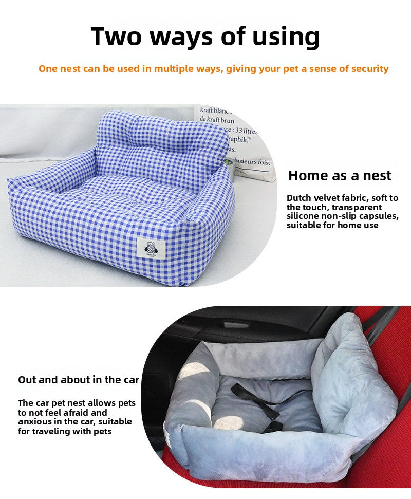 Heavy Duty Waterproof Dog Car Seat Cover Non Slip Pet Bed Mat with Safety Belt for Cars Trucks and SUVs Washable Travel Cushion for Dogs and Cats