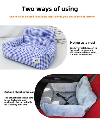 Heavy Duty Waterproof Dog Car Seat Cover Non Slip Pet Bed Mat with Safety Belt for Cars Trucks and SUVs Washable Travel Cushion for Dogs and Cats