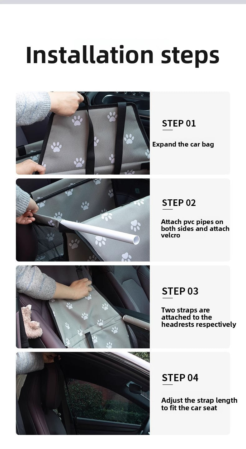 Premium Pet Car Seat Cushion Non-Slip Dog Car Hammock with Side Protection and Seat Belt Loop for Travel Safety