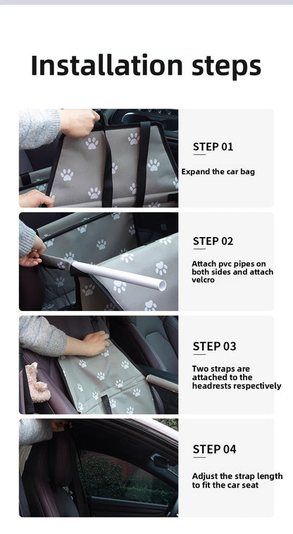 Premium Pet Car Seat Cushion Non-Slip Dog Car Hammock with Side Protection and Seat Belt Loop for Travel Safety