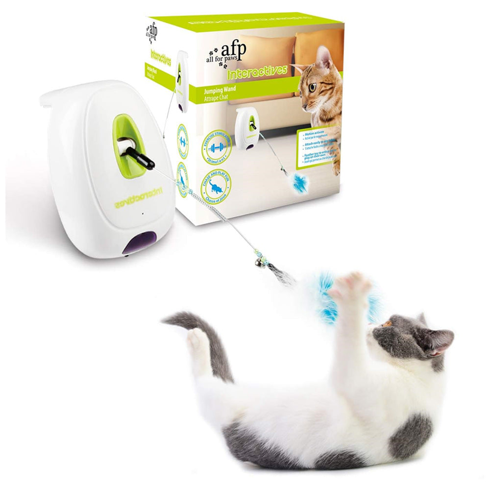 Smart Electric Cat Tease Stick Fixed Knob Auto-Sensing Feather Ribbon Fun Toy