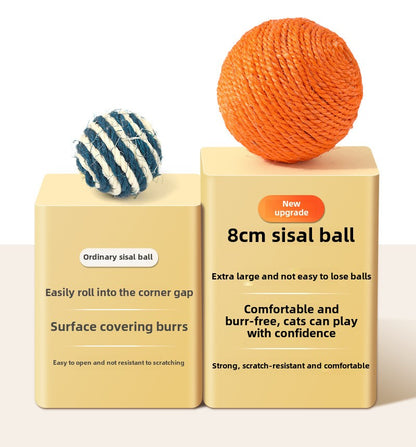 Self-entertaining Pet Toy Sound Bell Ball Jute Ball 8cm Cat Teaser