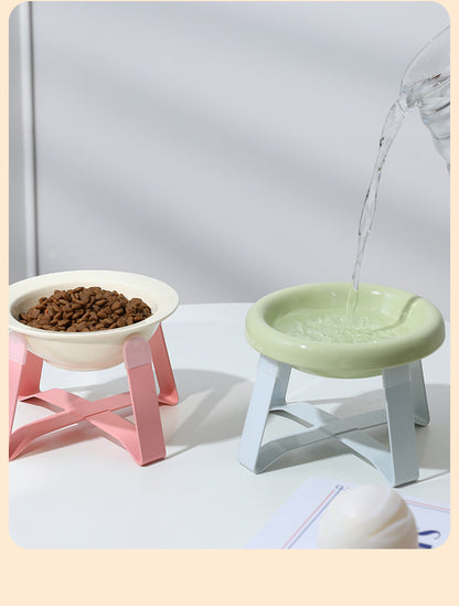 Premium Ceramic Cat Food Bowl Flying Saucer Shape Ergonomic Neck Support Dish for Healthy Eating Anti Choke and Digestive Aid Pet Supplies