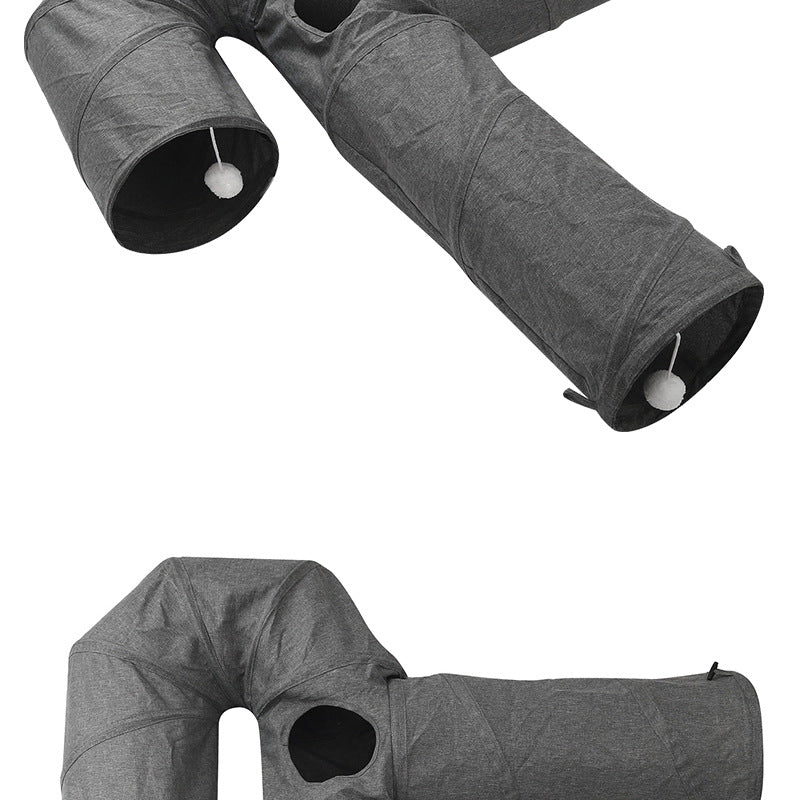Hot-Selling New Four-Hole Three-Way Curved Foldable Scratch-Resistant Cat Tunnel Pet Toy