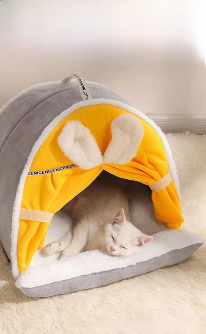 Household Cat House Dog House Kitten Bed Winter Warm Tent House Semi-Enclosed All-Season Universal