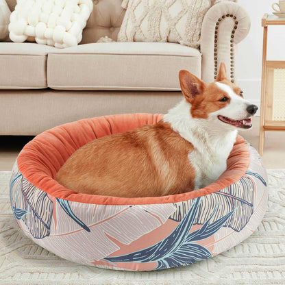 All Year Round Plush Round Leaf Pet Bed For Dogs And Cats Washable