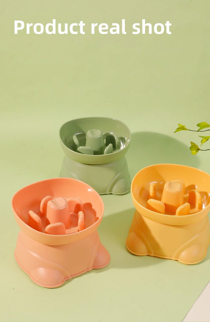 Dog Split Square High Bowl Slow Food Anti Choking Pet Feeding Utensil
