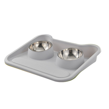 Stainless Steel New Cat Dog Double Bowl Large Diameter Leak Proof Pet Feeder