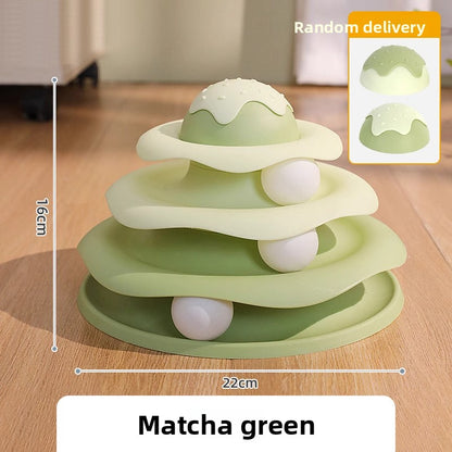 Three Layer Ice Cream Track Cat Play Board for Kitten Self Entertainment Boredom Busting Toy