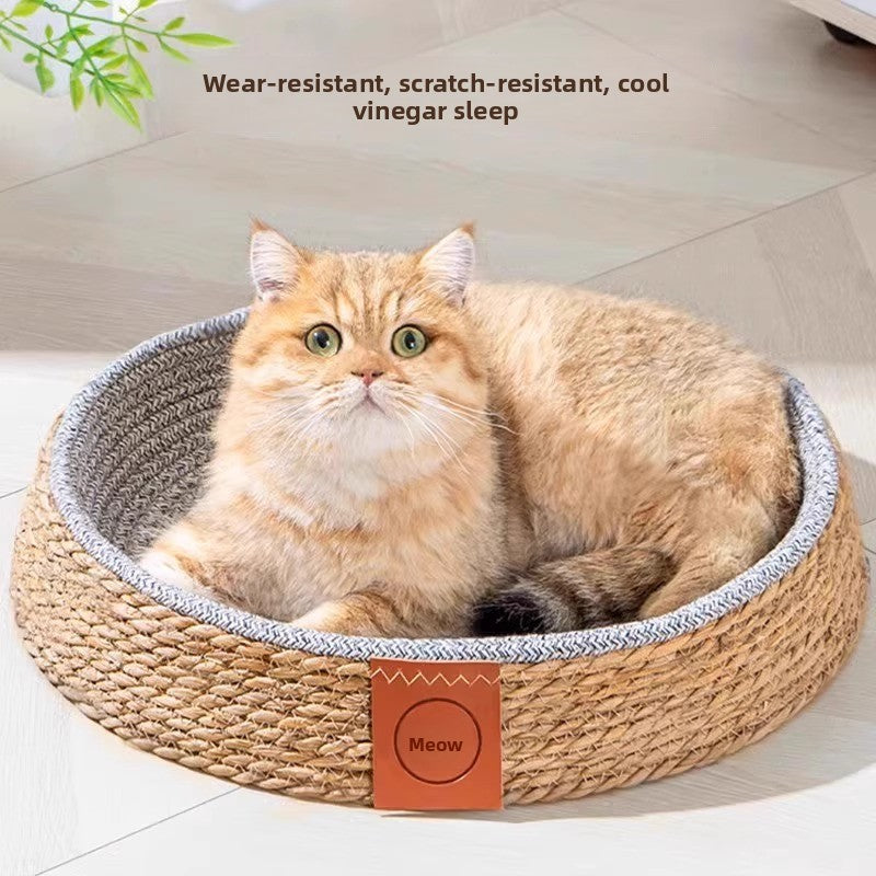 Summer Rattan Cat Villa AllSeason Breathable Comfy ScratchProof Dog House