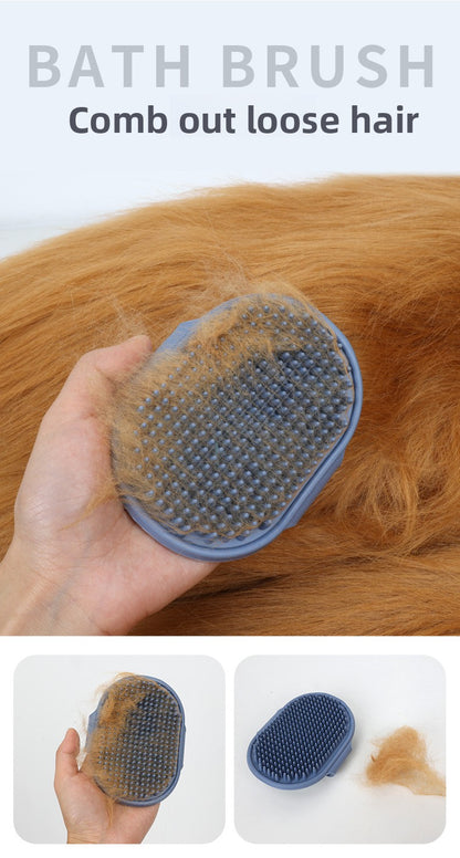 Adjustable Pet Bath Brush Dog Massage Grooming Tool for Wet and Dry Hair Removal Cat Deshedding Brush with Comfort Handle for Bathing Time