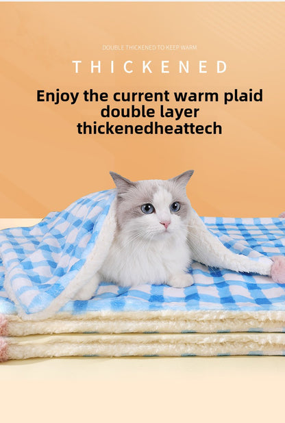 Pet Warm Blanket for Winter Cat Nest Dog Mat Soft Grid Carpet