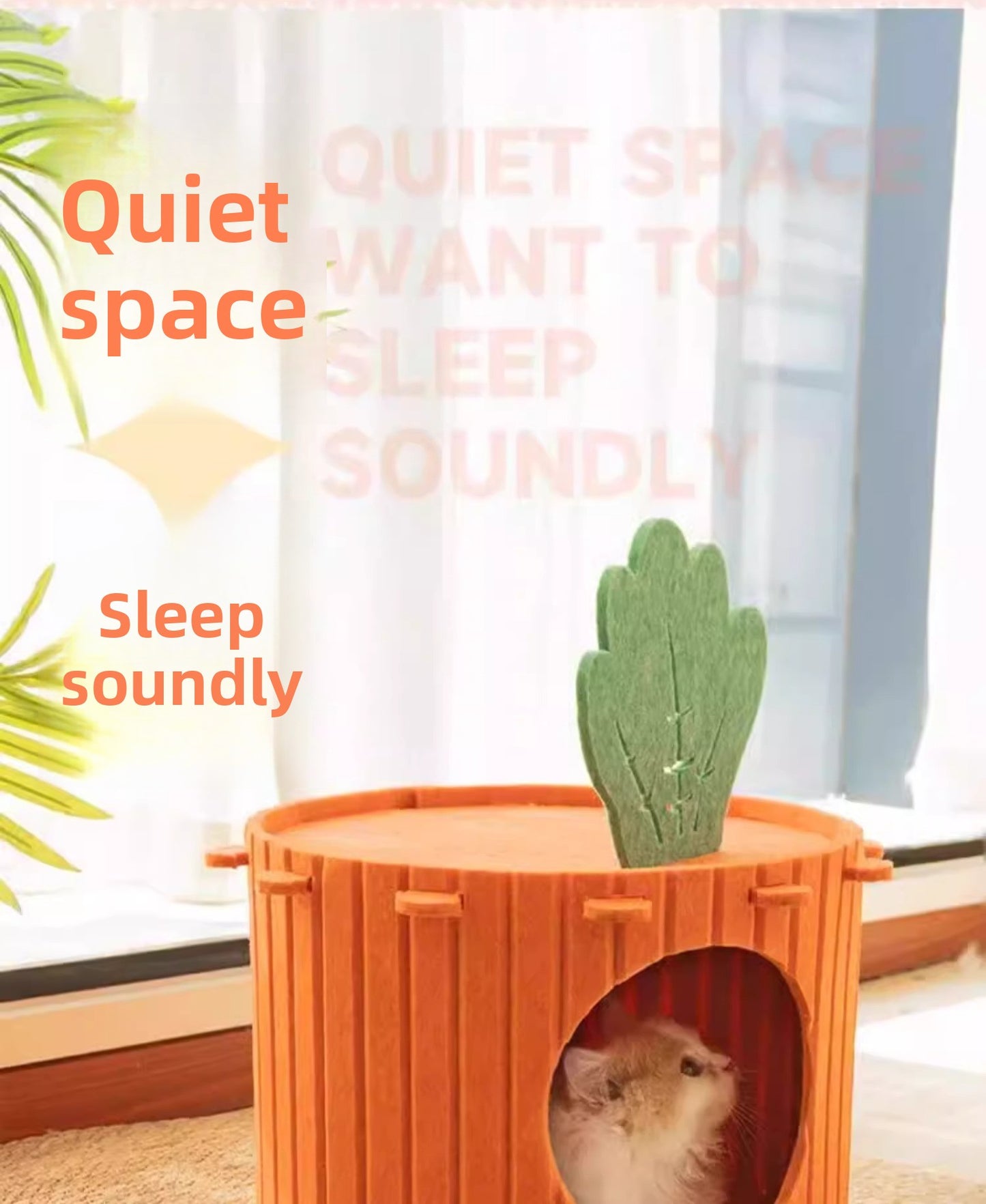 WinterWarm WearProof Felt Cat House Enclosed Bed with Scratching Board