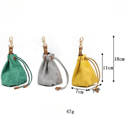 Portable Pet Dog Snack Bag Outdoor Drawstring Canvas Dog Food Bag Dog Supplies